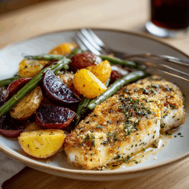Herb-Crusted Tilapia with Roasted Vegetables Recipe