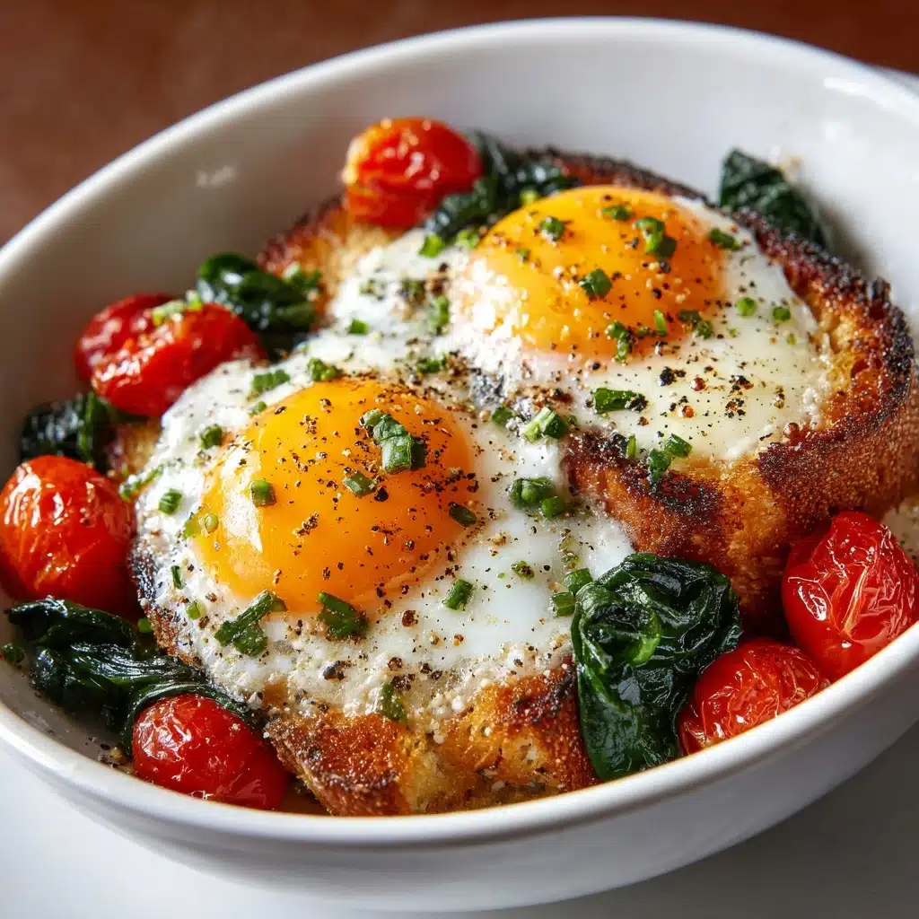 Baked Feta Eggs with Spinach and Tomatoes Recipe
