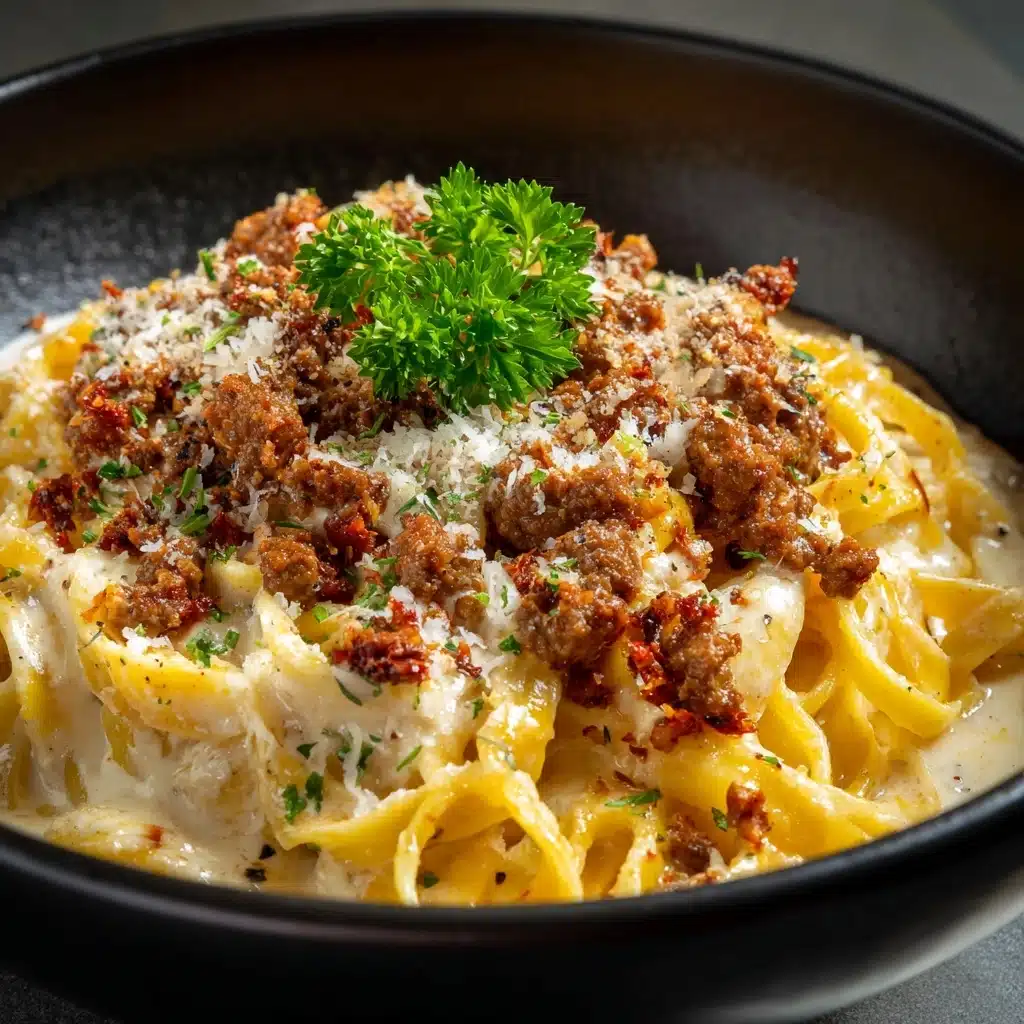 Garlic Butter Beef Linguine Recipe - Recipe Image
