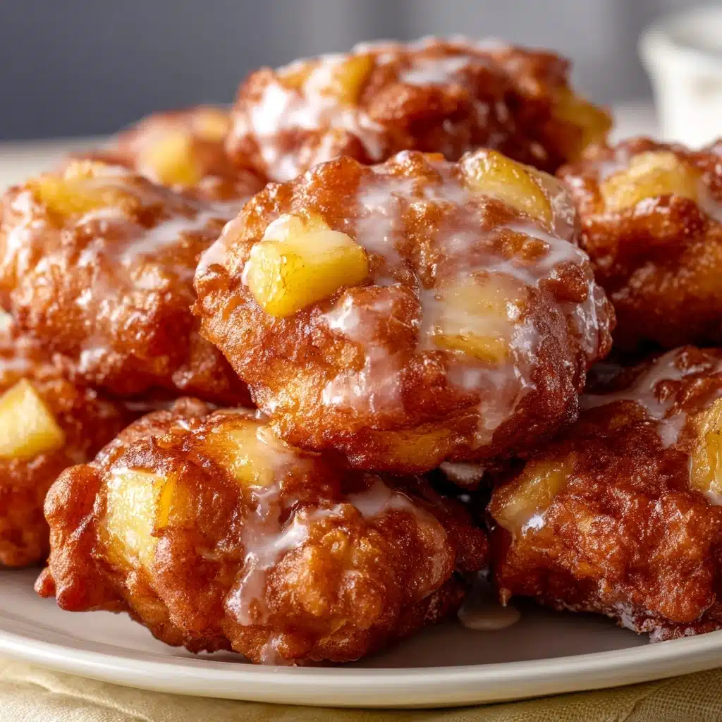 Soft Cinnamon Apple Fritters with Vanilla Glaze Recipe - Recipe Image