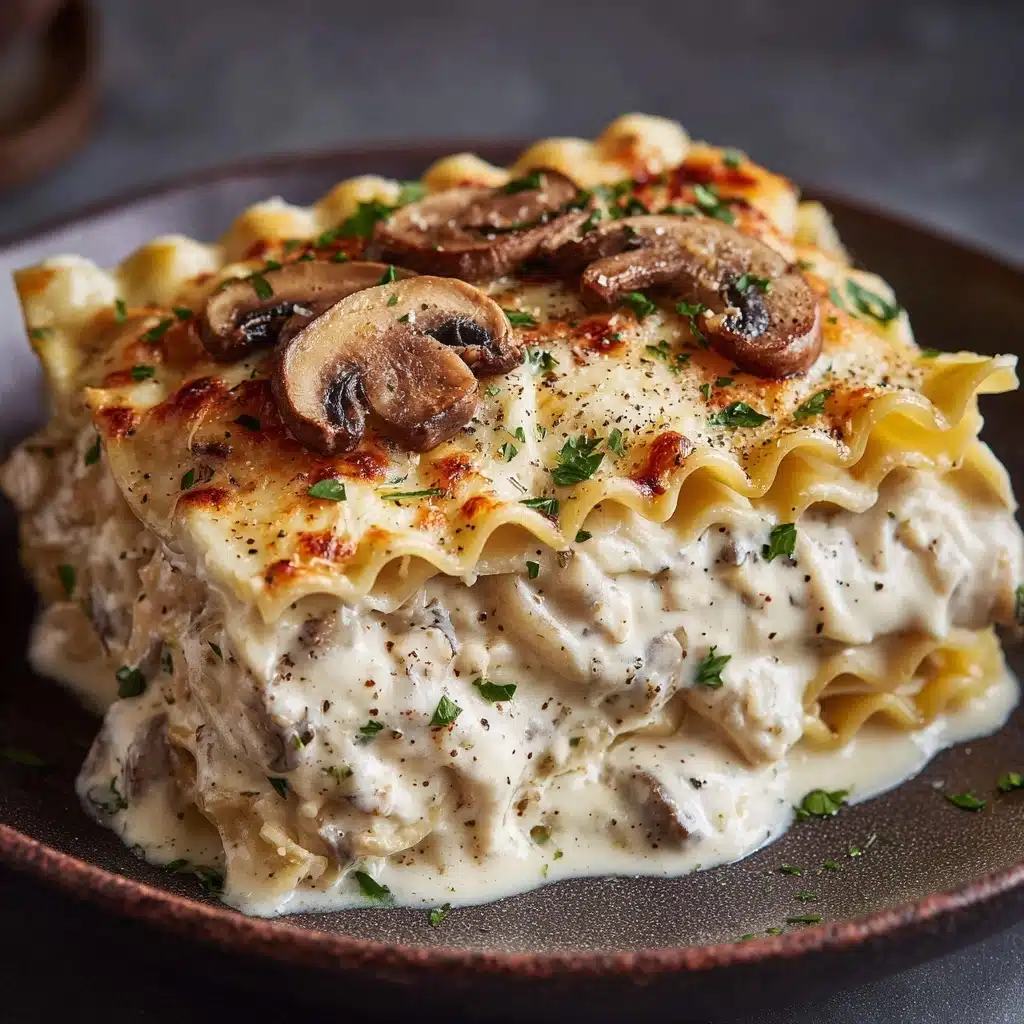 Mushroom Chicken Alfredo Lasagna Recipe - Recipe Image
