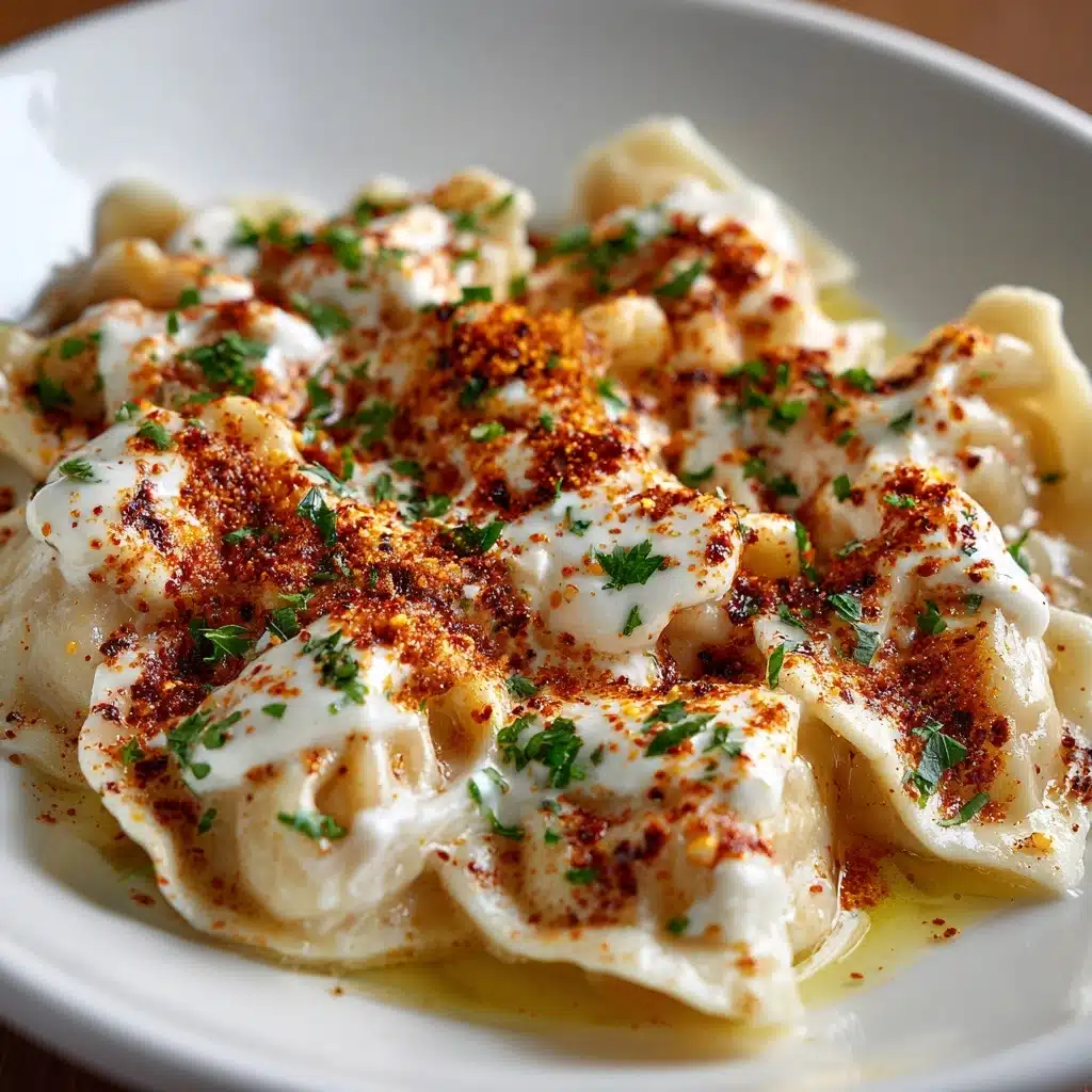 Turkish Dumplings with Garlicky Yogurt and Spiced Oil Recipe - Recipe Image