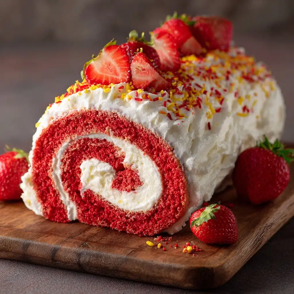 Strawberry Birthday Cake Roll Recipe - Recipe Image