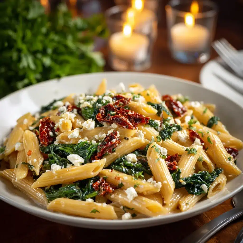 Pasta with Spinach and Feta Cheese Recipe - Recipe Image