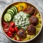 Mediterranean Bowl with Ground Turkey Meatballs Recipe