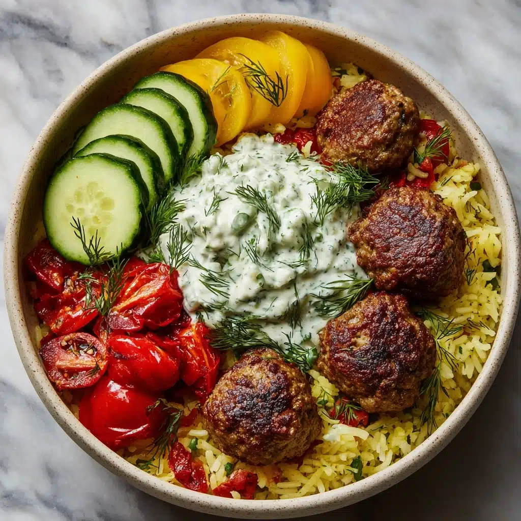 Mediterranean Bowl with Ground Turkey Meatballs Recipe