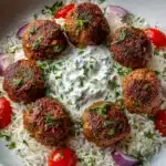 Greek Meatball Bowl with Tzatziki, Rice & Fresh Veggies Recipe