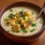 Roasted Garlic Cheddar Cauliflower Soup Recipe