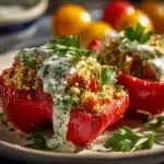 Greek Stuffed Peppers with Tzatziki Sauce Recipe