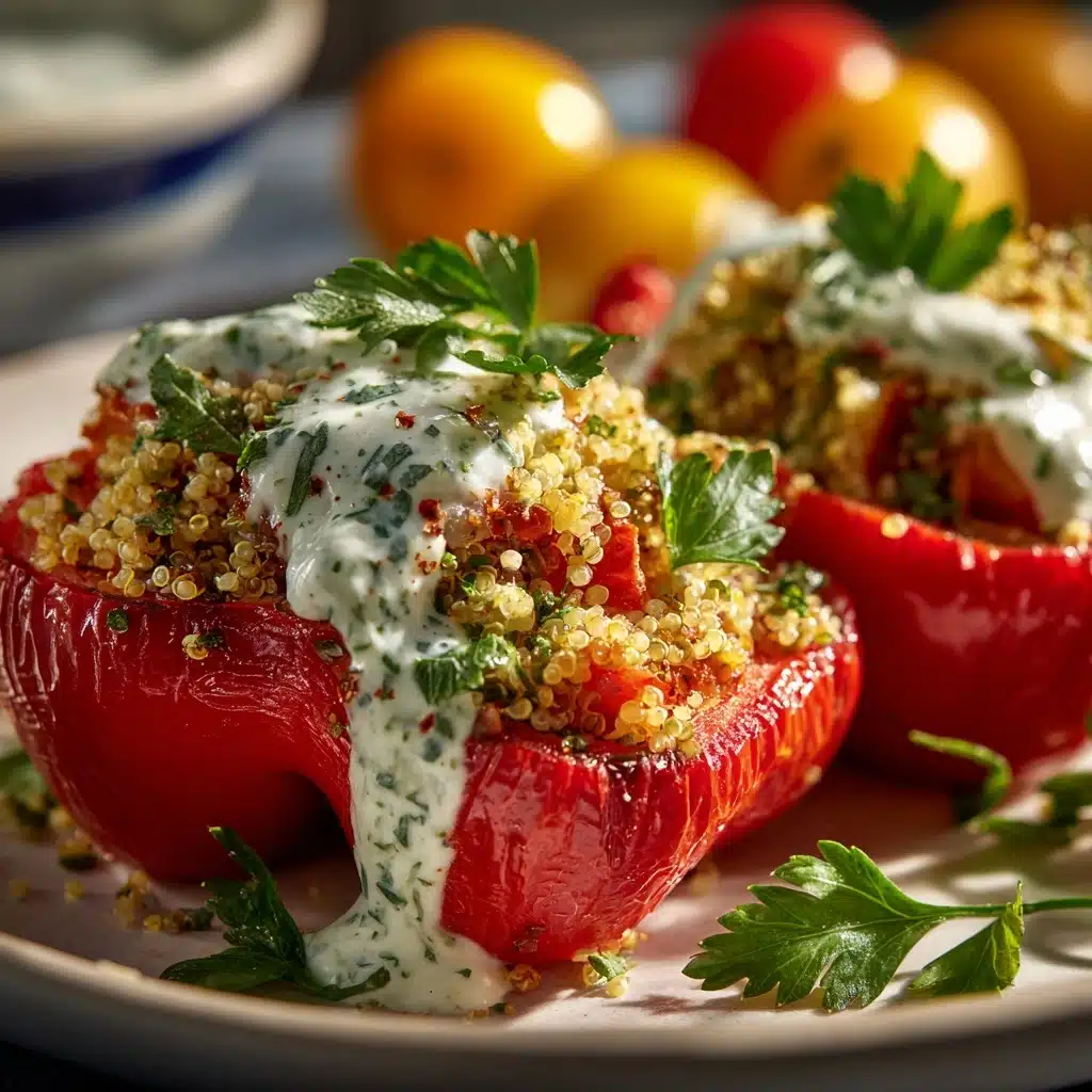 Greek Stuffed Peppers with Tzatziki Sauce Recipe