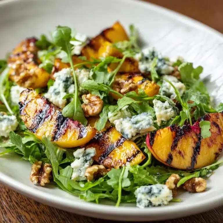 Grilled Peach Salad with Gorgonzola and Walnuts Recipe
