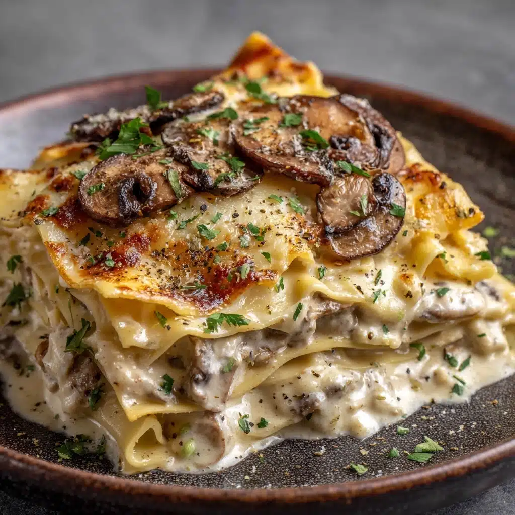 Mushroom Chicken Alfredo Lasagna Recipe - Recipe Image