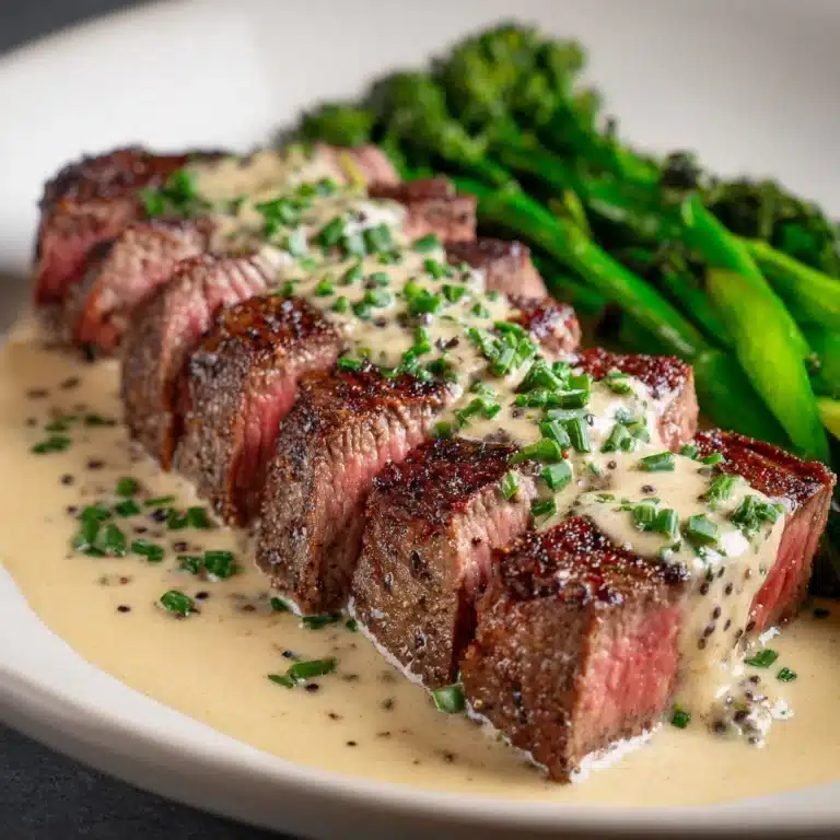 Juicy Steak with Creamy Garlic Sauce Recipe
