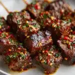Cajun Garlic Parmesan Air Fryer Steak Skewers Recipe