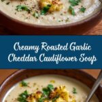 Roasted Garlic Cheddar Cauliflower Soup Recipe