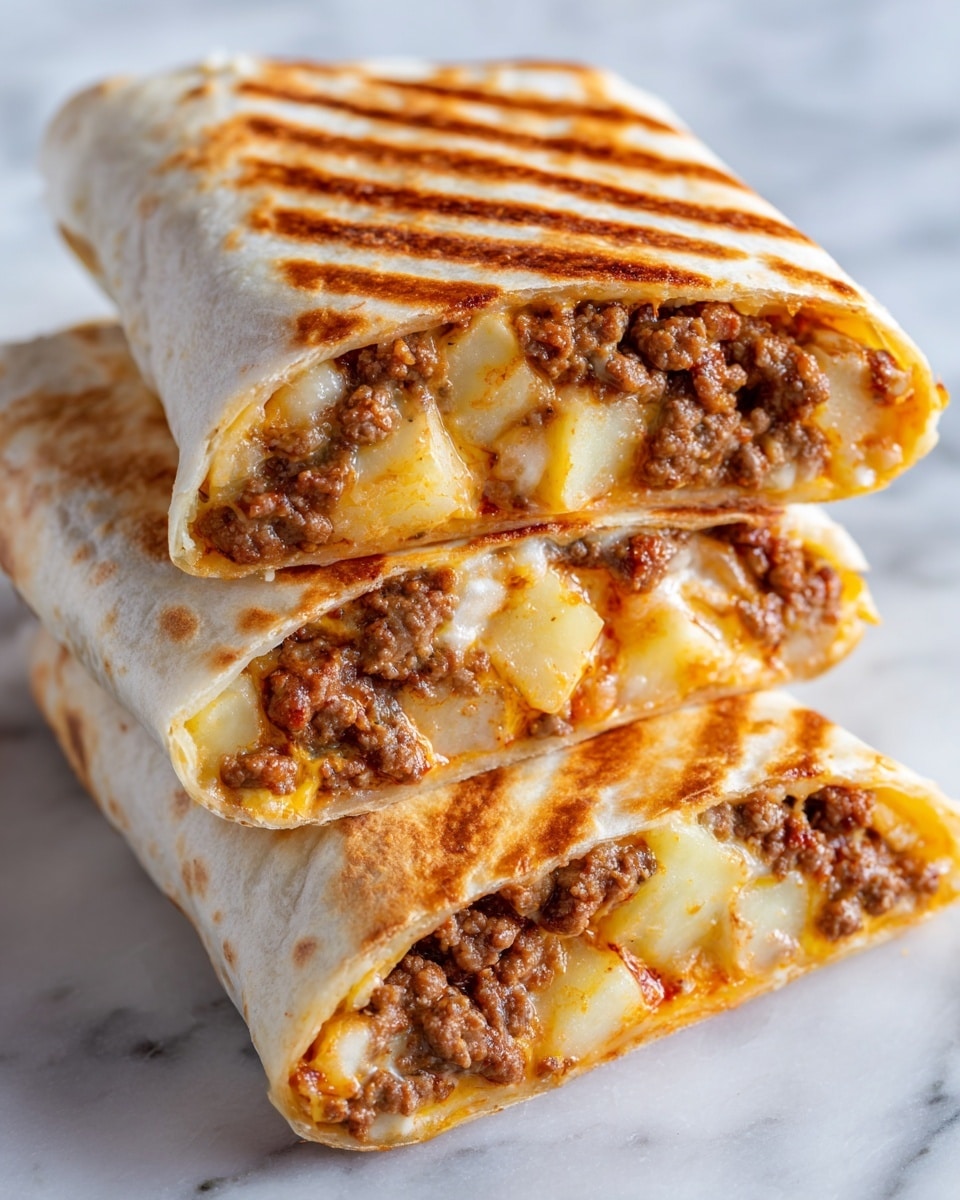 Cheesy Potato Burritos with Beef Recipe - Recipe Image
