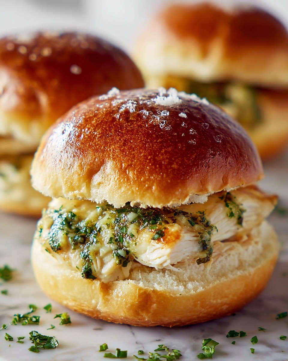 Cheesy Garlic Pesto Chicken Sliders Recipe - Recipe Image