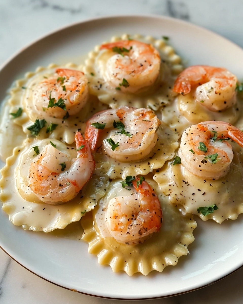 Shrimp and Lobster Ravioli with Creamy Garlic Butter Sauce Recipe - Recipe Image