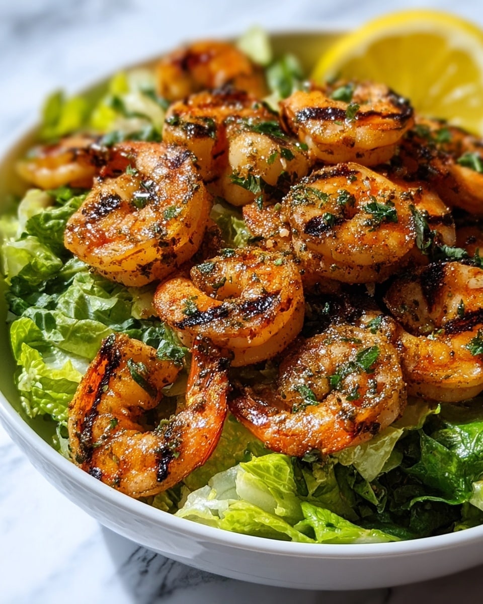 Hot Honey Blackened Shrimp Caesar Salad Recipe - Recipe Image