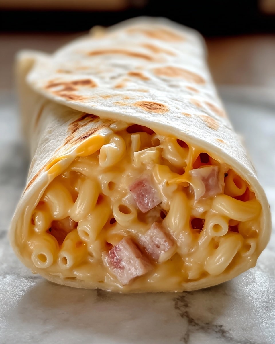 Mac ‘n’ Cheese Burger Wrap Recipe - Recipe Image