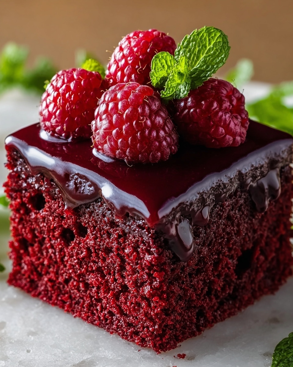 Luscious Red Velvet Raspberry Poke Cake Recipe - Recipe Image