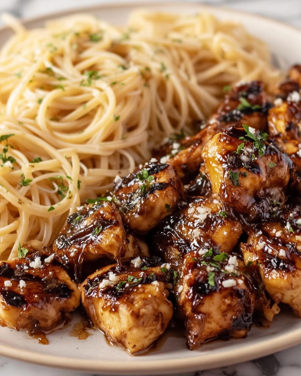 Honey Pepper Chicken with Creamy Garlic Butter Pasta Recipe - Recipe Image