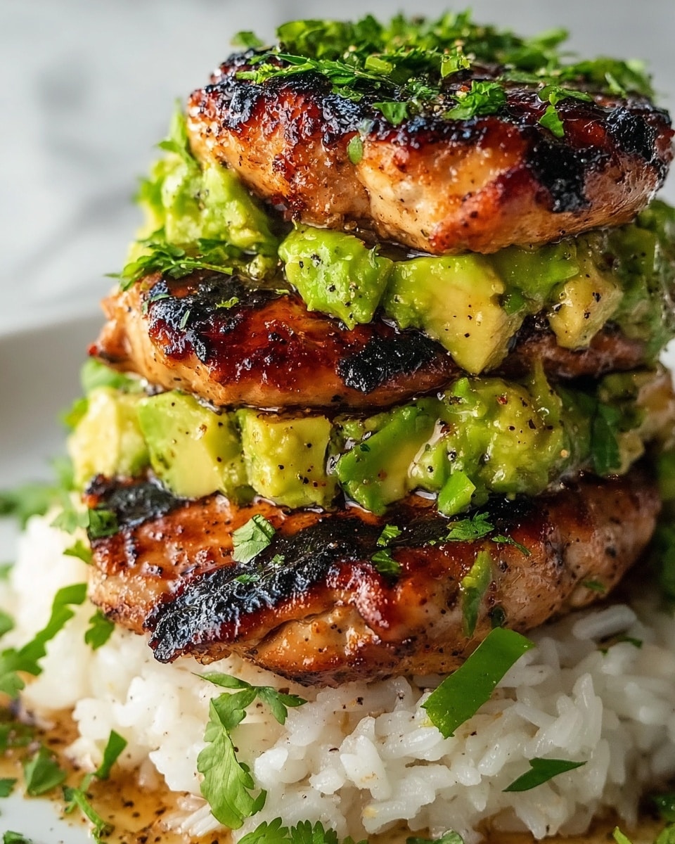 Honey Lime Chicken and Avocado Rice Stack Recipe - Recipe Image