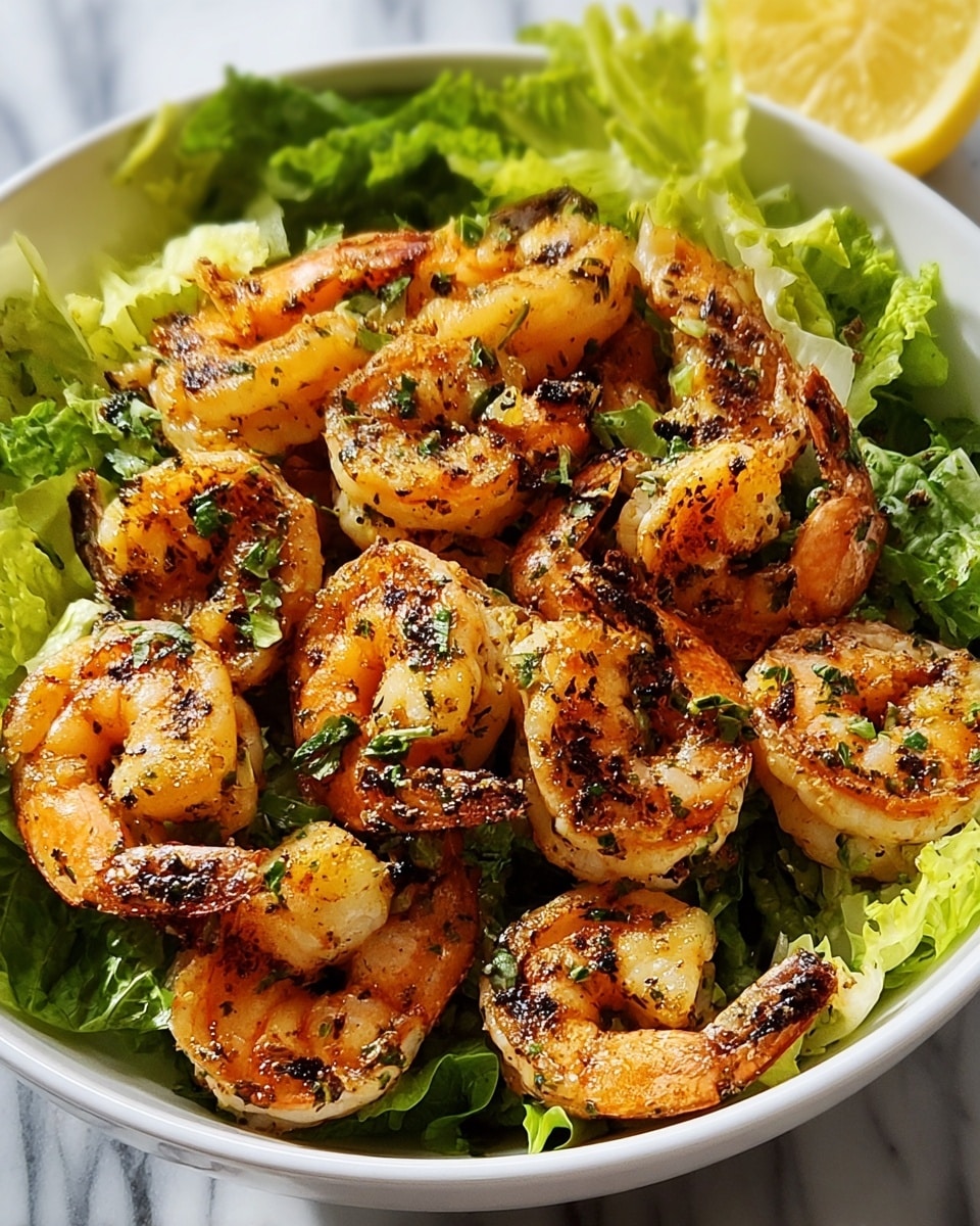 Hot Honey Blackened Shrimp Caesar Salad Recipe - Recipe Image