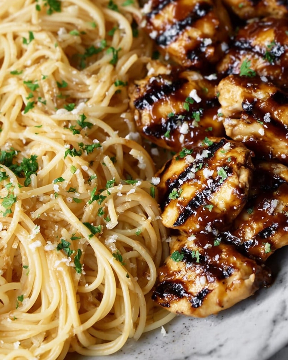 Honey Pepper Chicken with Creamy Garlic Butter Pasta Recipe - Recipe Image