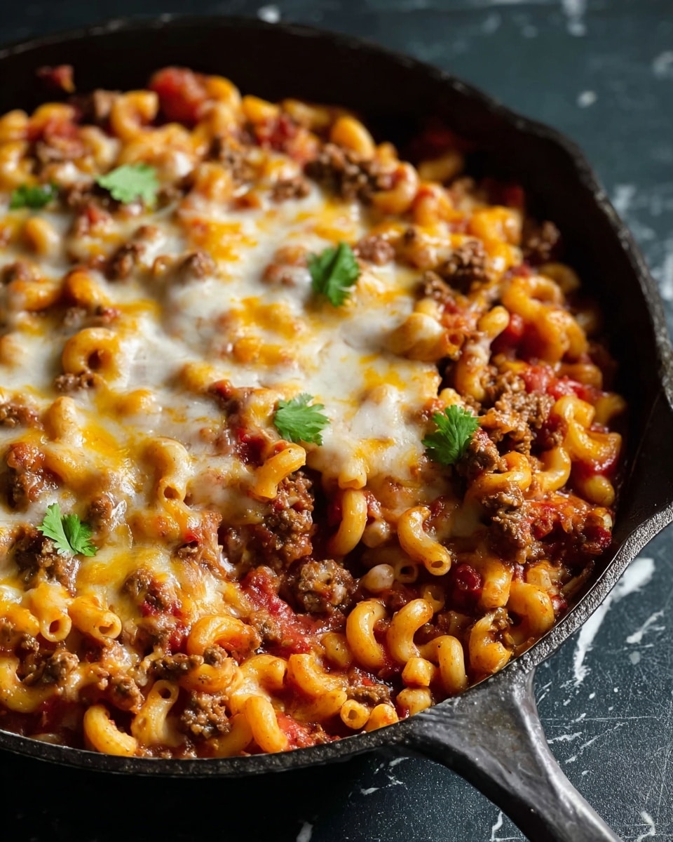 One-Skillet Cheesy Beef and Macaroni Recipe - Recipe Image