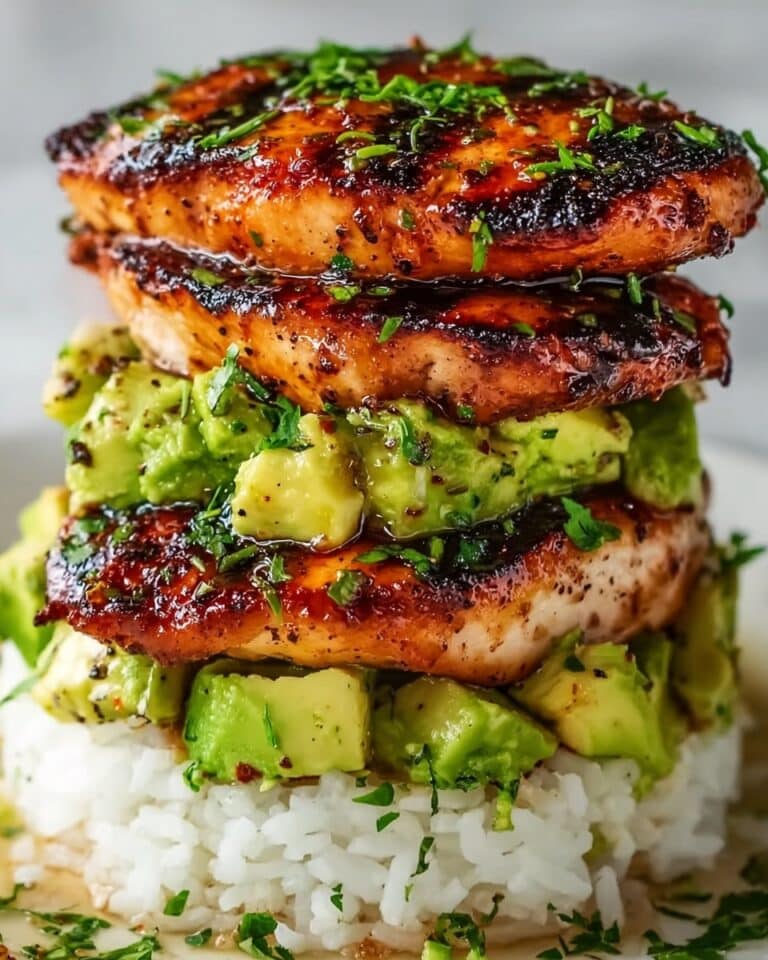 Honey Lime Chicken and Avocado Rice Stack Recipe