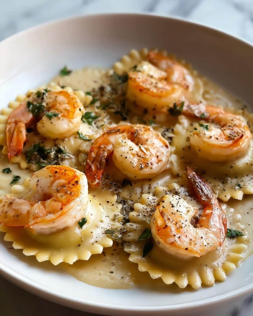 Shrimp and Lobster Ravioli with Creamy Garlic Butter Sauce Recipe