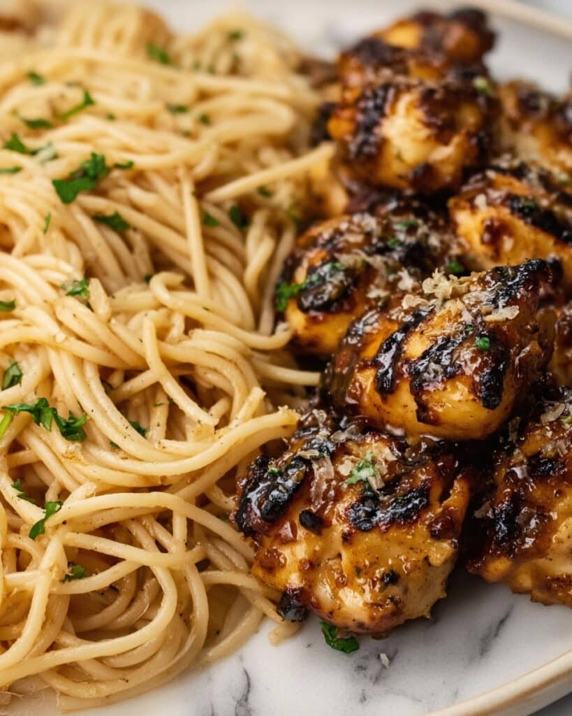 Honey Pepper Chicken with Creamy Garlic Butter Pasta Recipe