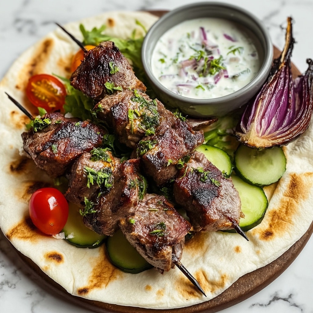 Greek Lamb Souvlaki with Homemade Pita Bread Recipe - Recipe Image