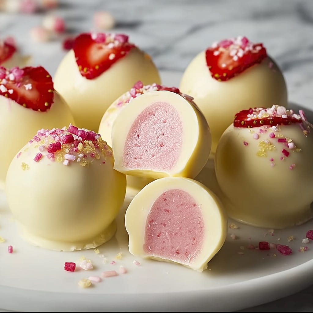 White Chocolate Strawberry Truffles Recipe - Recipe Image
