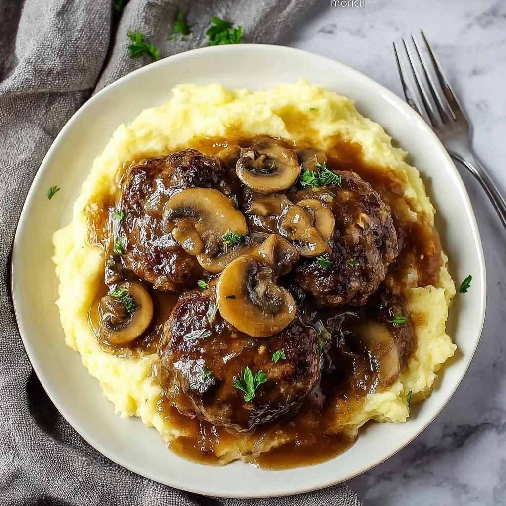 Bobby Flay Salisbury Steak with Mushroom Gravy Recipe - Recipe Image