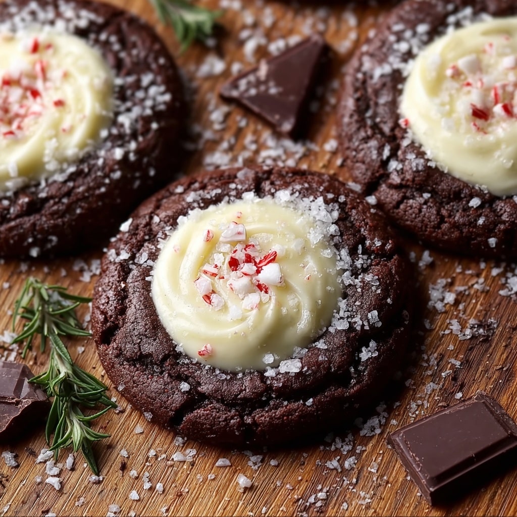 White Chocolate Dipped Peppermint Chocolate Cookies Recipe - Recipe Image