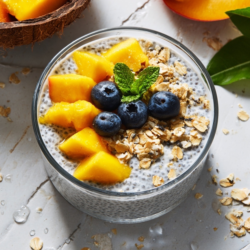 Coconut Chia Seed Pudding with Tropical Fruit Recipe - Recipe Image
