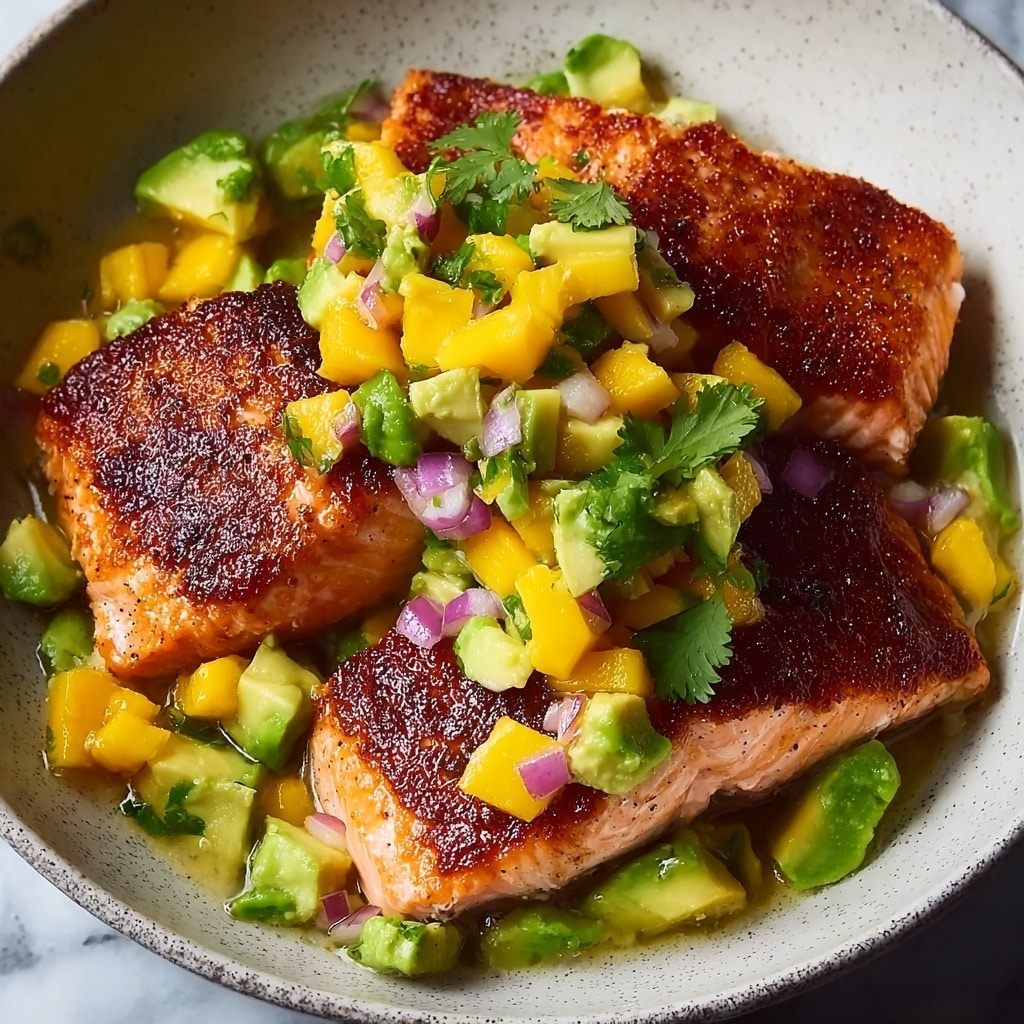 BBQ Salmon with Mango Avocado Salsa Recipe - Recipe Image