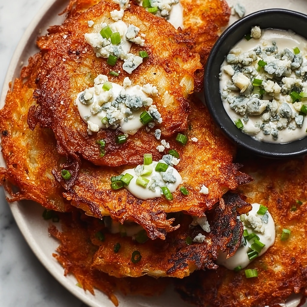 Buffalo Latkes with Blue Cheese Dip Recipe - Recipe Image