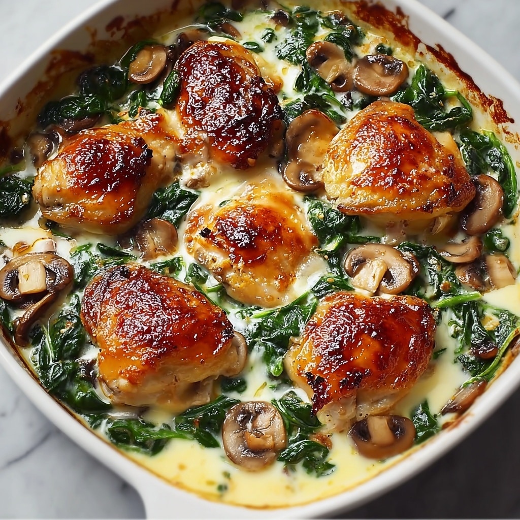 Chicken, Spinach, and Mushroom Low-Carb Oven Bake Recipe - Recipe Image