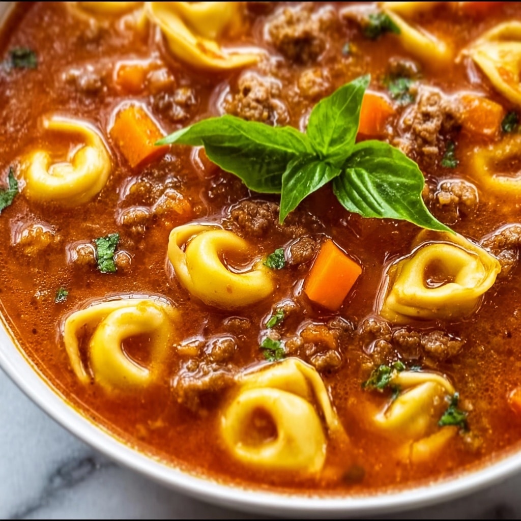 Slow Cooker Tomato Tortellini Soup with Ground Beef Recipe - Recipe Image