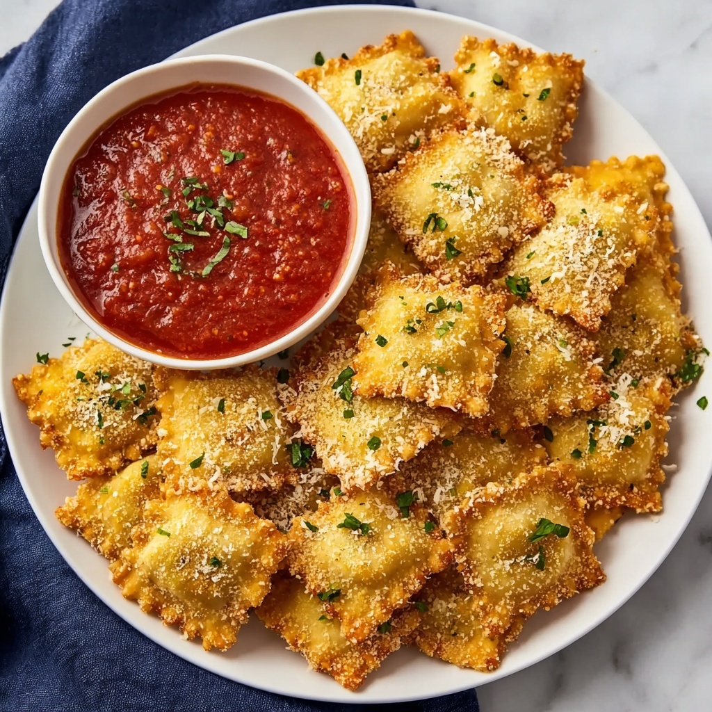 Crispy Air Fryer Ravioli with Parmesan and Marinara Recipe - Recipe Image