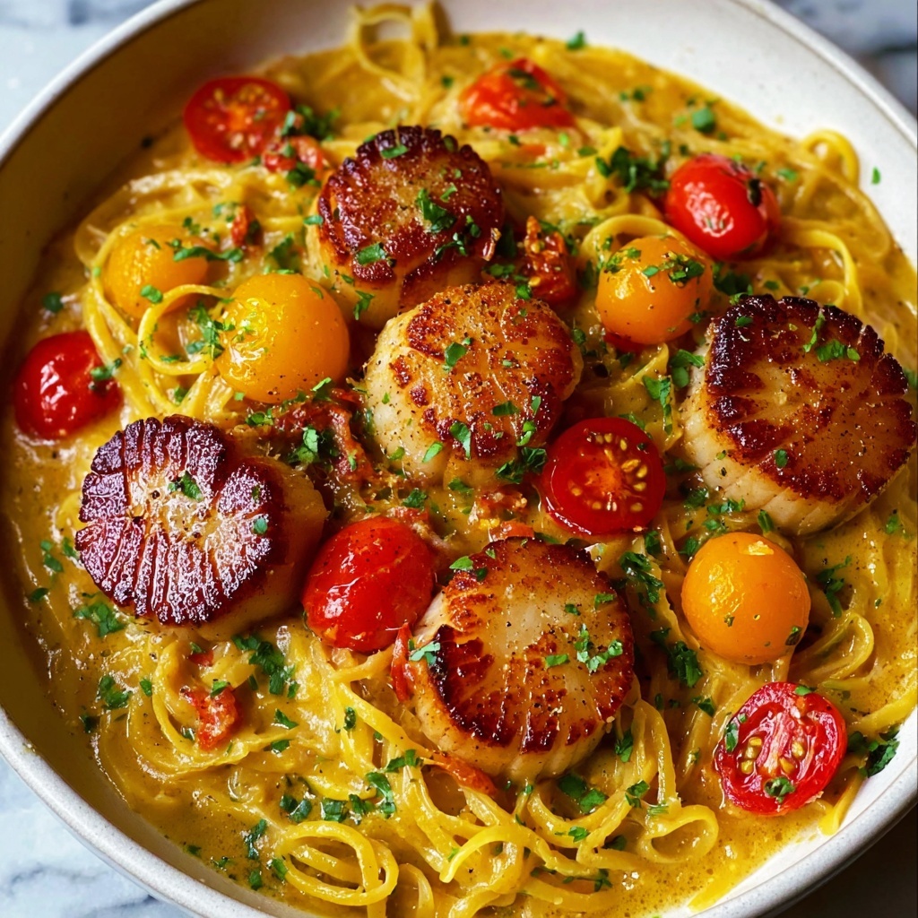 Shrimp and Scallop Pasta with Cherry Tomatoes Recipe - Recipe Image