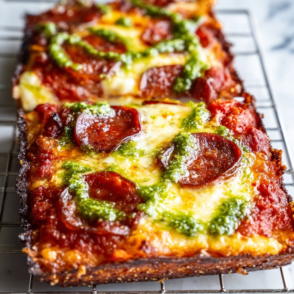 Pepperoni and Roasted Jalapeño Pesto Pan Pizza Recipe - Recipe Image