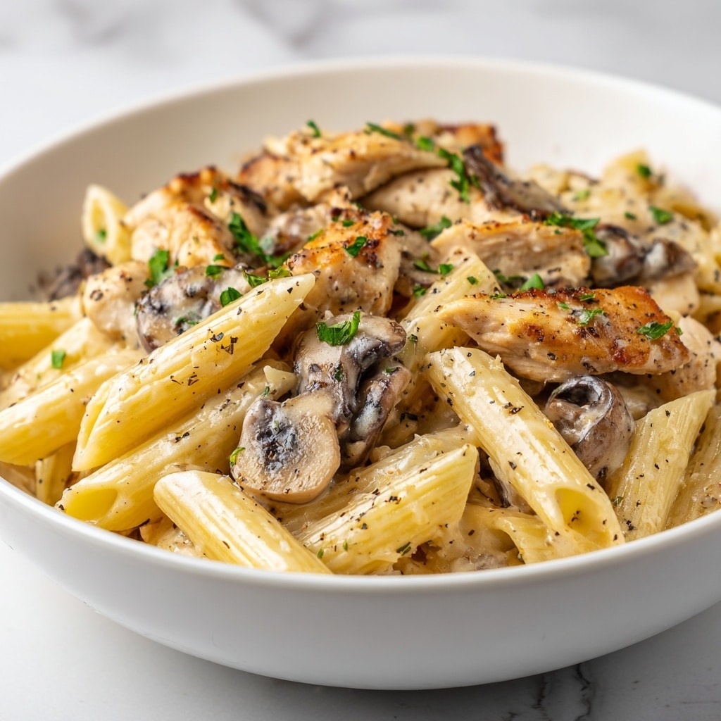 Creamy Chicken & Mushroom Pasta Recipe - Recipe Image