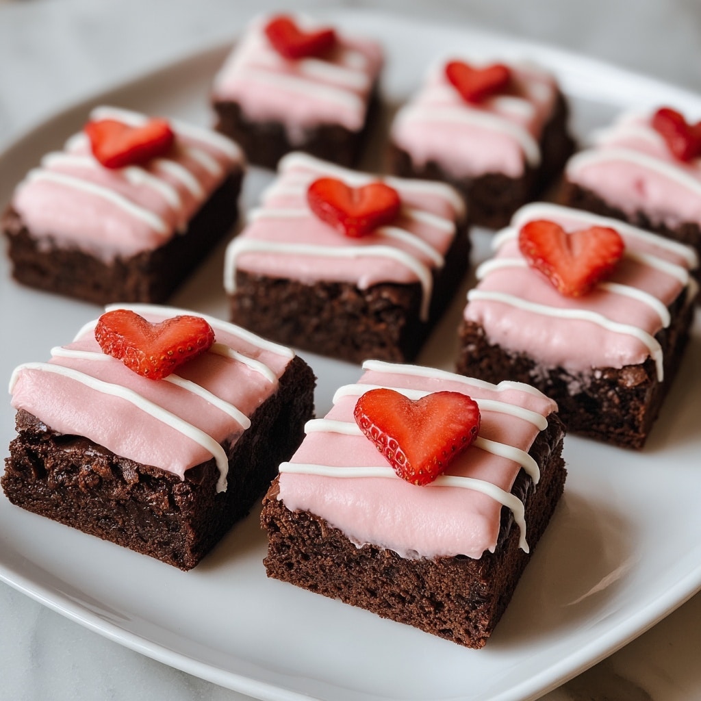Strawberry Frosted Heart-Shaped Brownies Recipe - Recipe Image