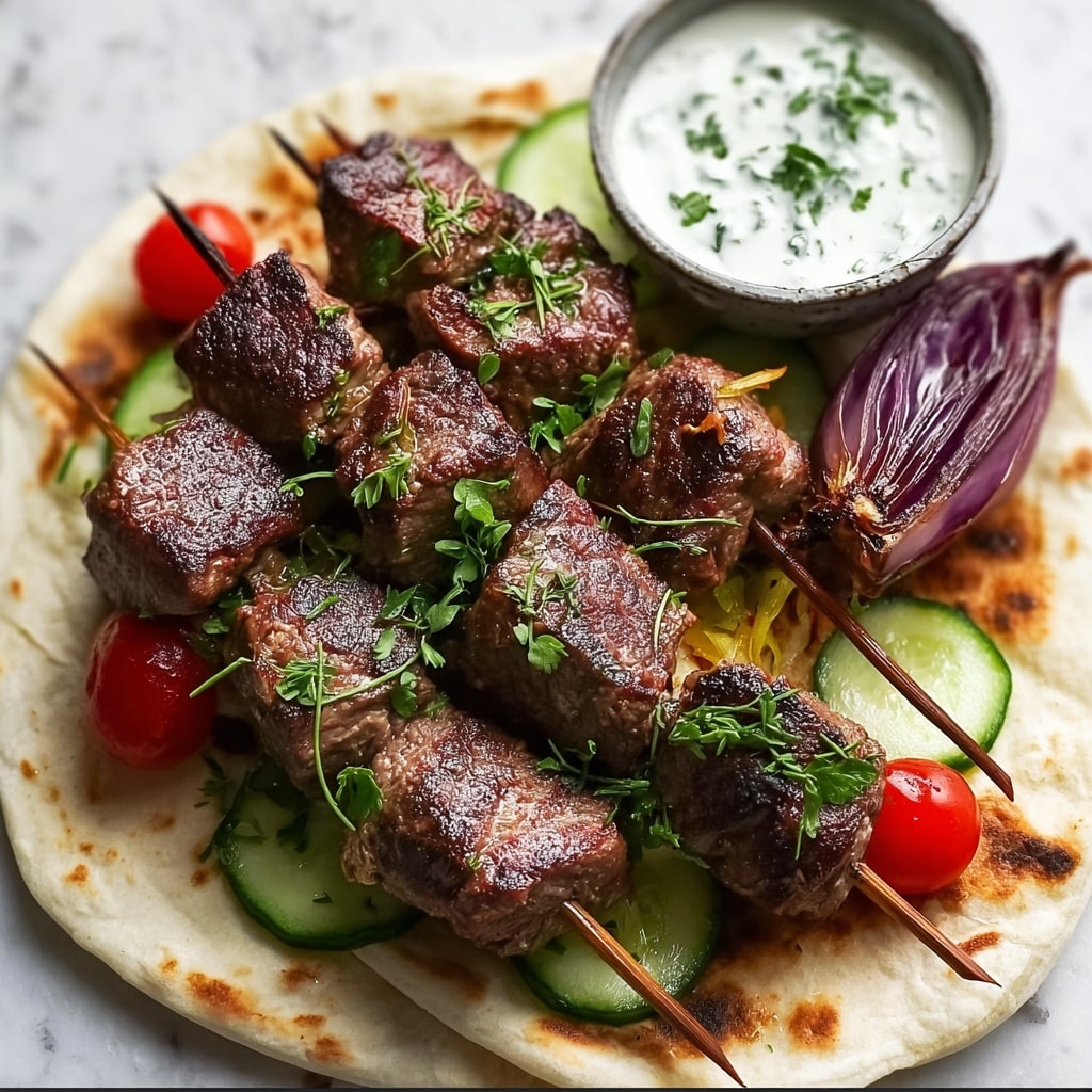 Greek Lamb Souvlaki with Homemade Pita Bread Recipe - Recipe Image