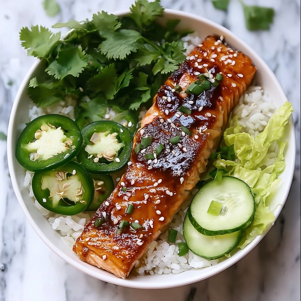 Crunchy Brown Rice Salmon Bowls with Herbed Tahini Dressing Recipe - Recipe Image