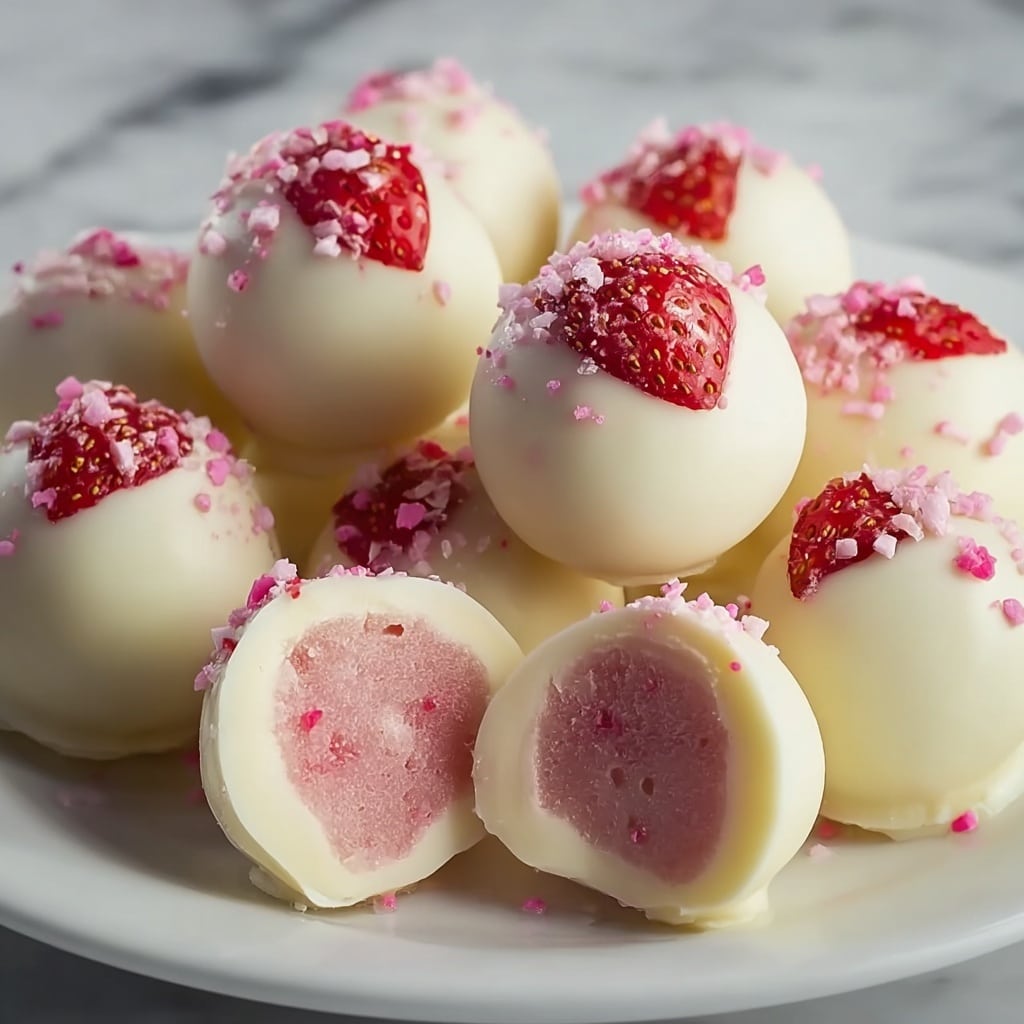 White Chocolate Strawberry Truffles Recipe - Recipe Image
